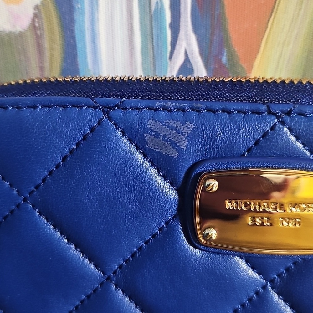 Michael Kors Blue Quilted Wallet - Picture 2 of 8